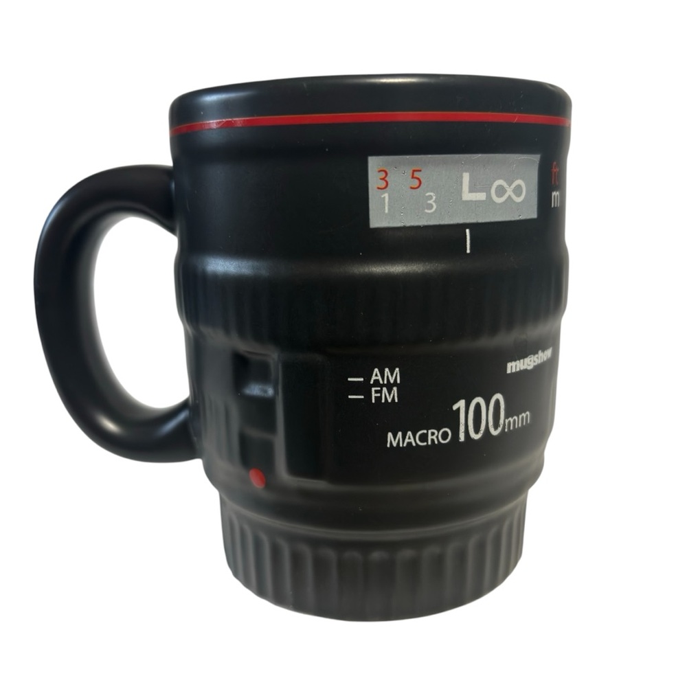Camera Lens Coffee Mug Black Ceramic Macro 100 MM LIKE NEW
